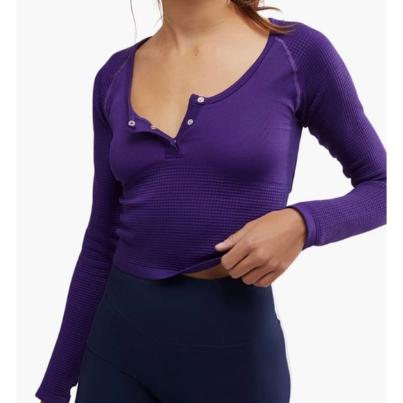 Free People Movement Bail Out Crop Thermal Knit Top - Picture 1 of 7